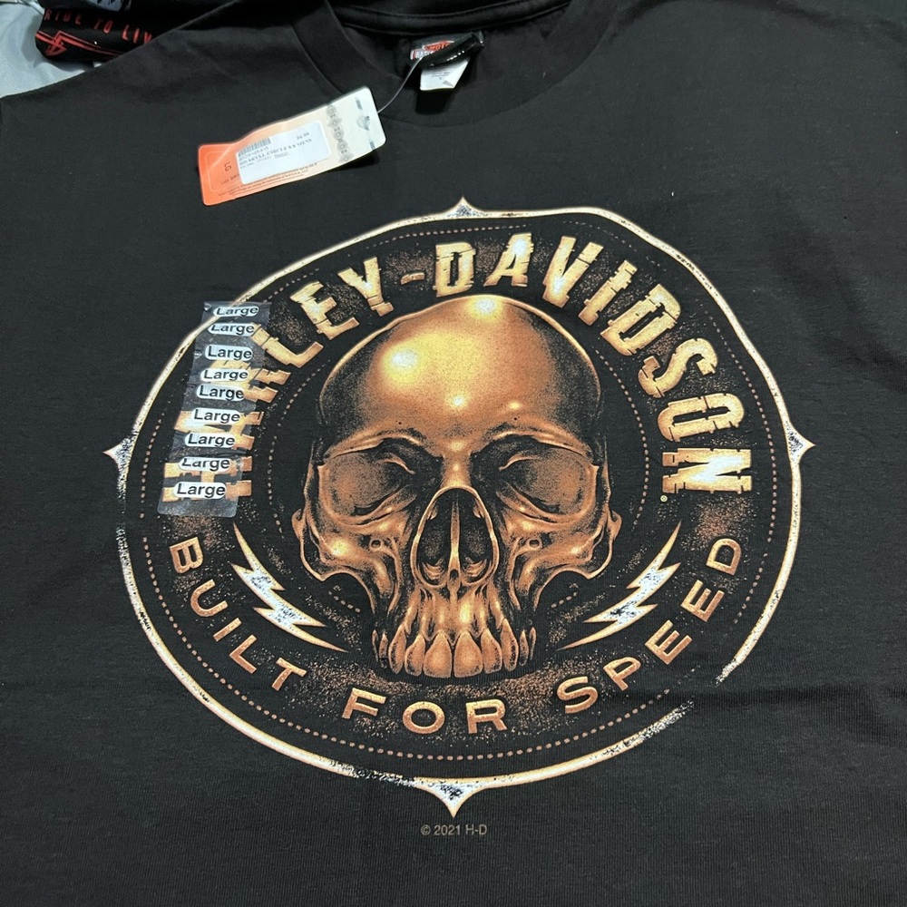 Harley-Davidson Black and Gold Skull Tee Speedway Concord, NC 2021